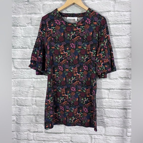 See by Chloe 36 (US 4) Vegas dress black multi-color floral print ruffle sleeves - Picture 3 of 12